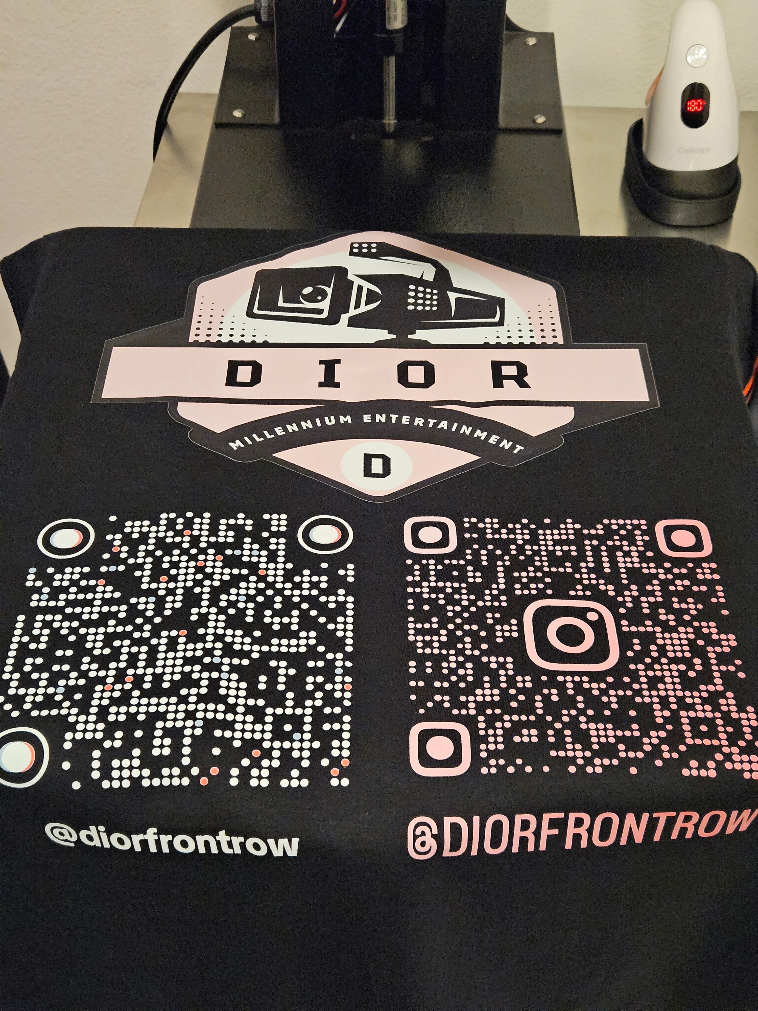 Custom Dior Millennium Entertainment tee with QR codes