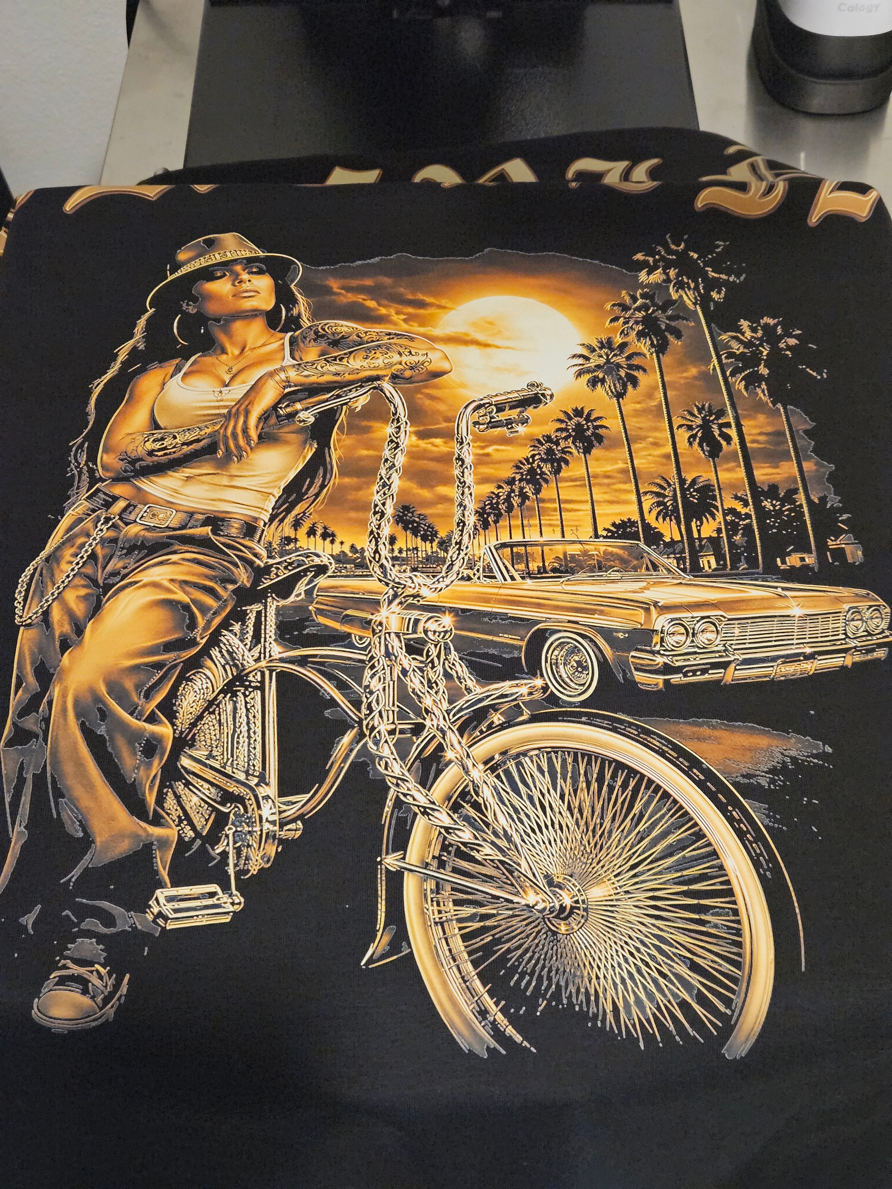 Custom lowrider and cruiser bike art tee